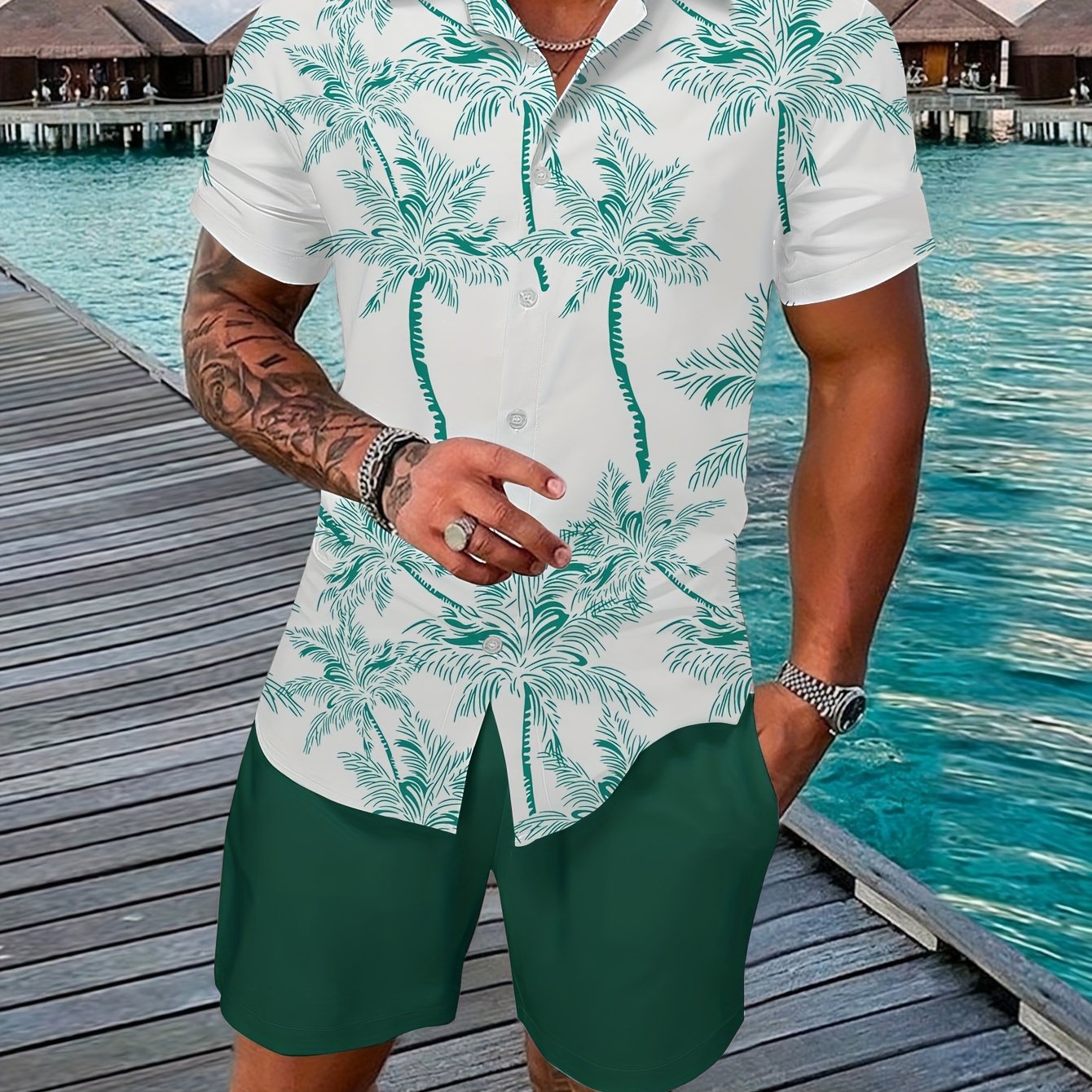 2pcs Men's Summer Leisure Set, Men - Lena & Miles Exquisite Boutique LLC.