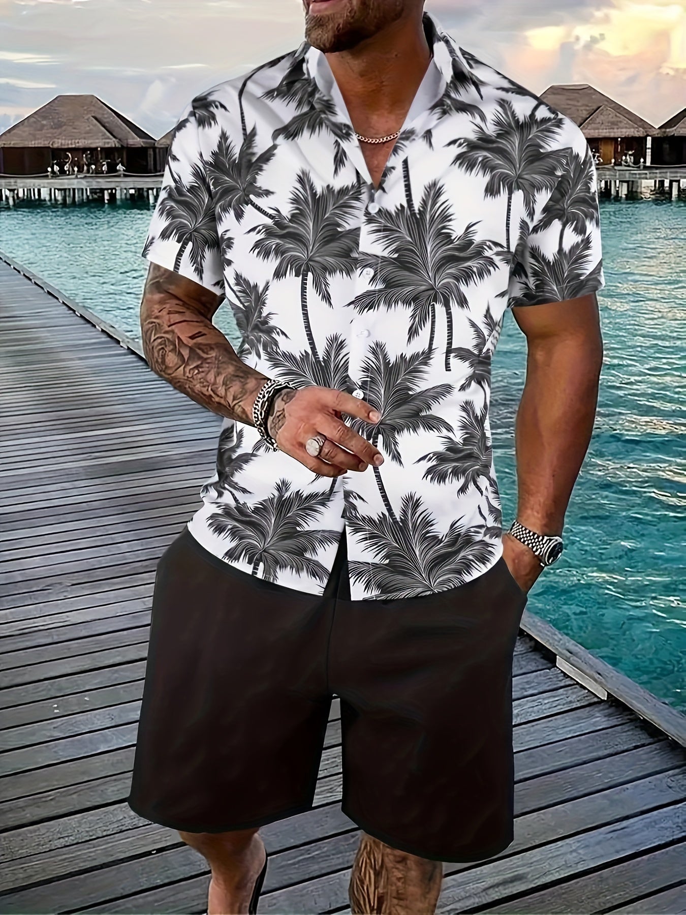2pcs Men's Summer Leisure Set, Men - Lena & Miles Exquisite Boutique LLC.