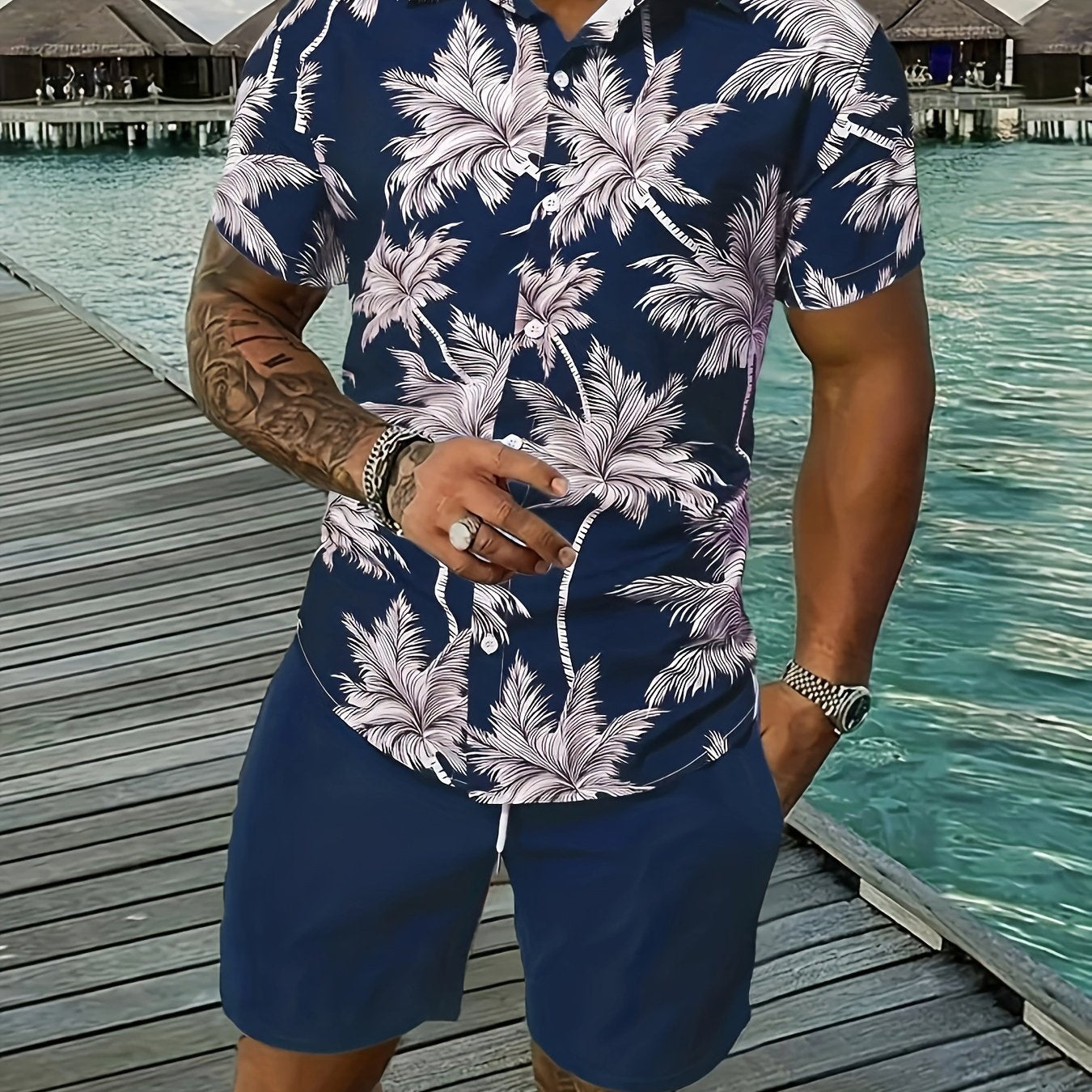 2pcs Men's Summer Leisure Set, Men - Lena & Miles Exquisite Boutique LLC.