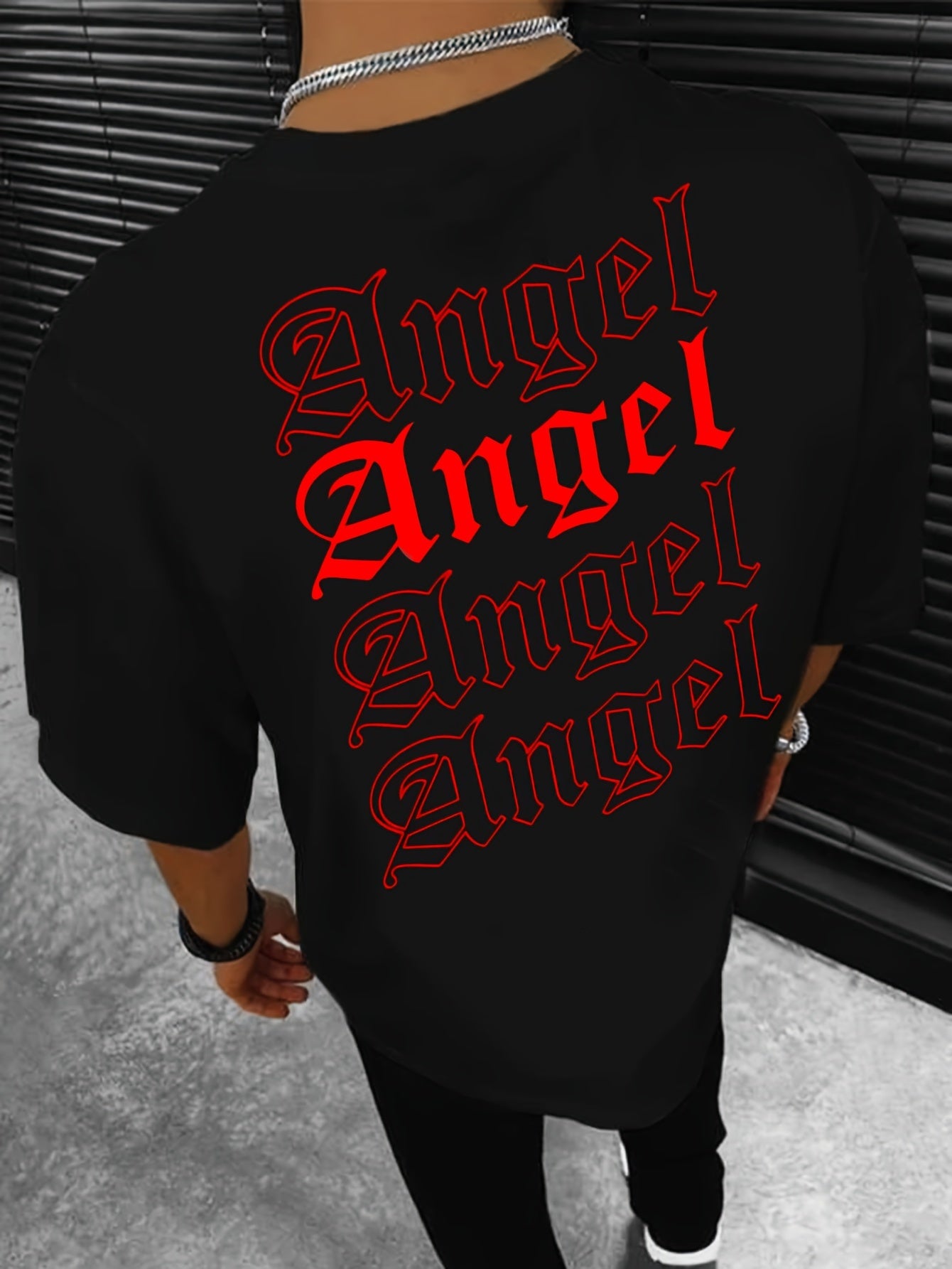 ANGEL Print, Men's Graphic Design Crew Neck Active T-shirt, Casual Comfy Tee For Summer, Men's Clothing For Outdoor Street - Lena & Miles Exquisite Boutique LLC.