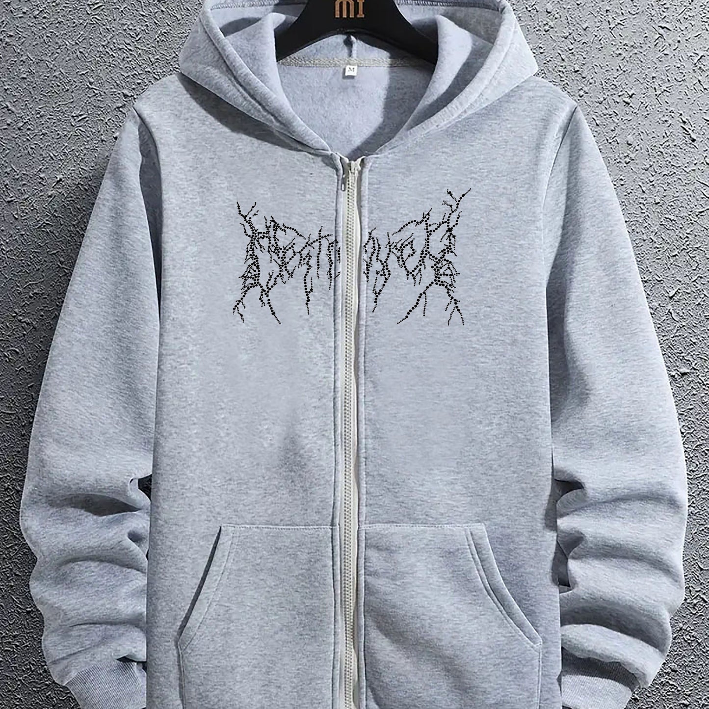 Artistic Letter Print Men's Zipper Pullover Round Neck Hoodies With Kangaroo Pocket Long Sleeve Hooded Sweatshirt Loose Casual Top For Autumn Winter Men's Clothing As Gifts - Lena & Miles Exquisite Boutique LLC.