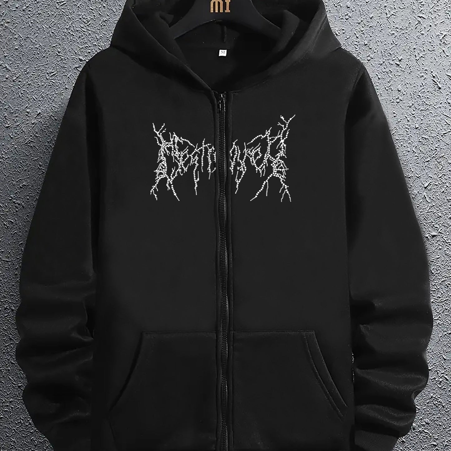 Artistic Letter Print Men's Zipper Pullover Round Neck Hoodies With Kangaroo Pocket Long Sleeve Hooded Sweatshirt Loose Casual Top For Autumn Winter Men's Clothing As Gifts - Lena & Miles Exquisite Boutique LLC.