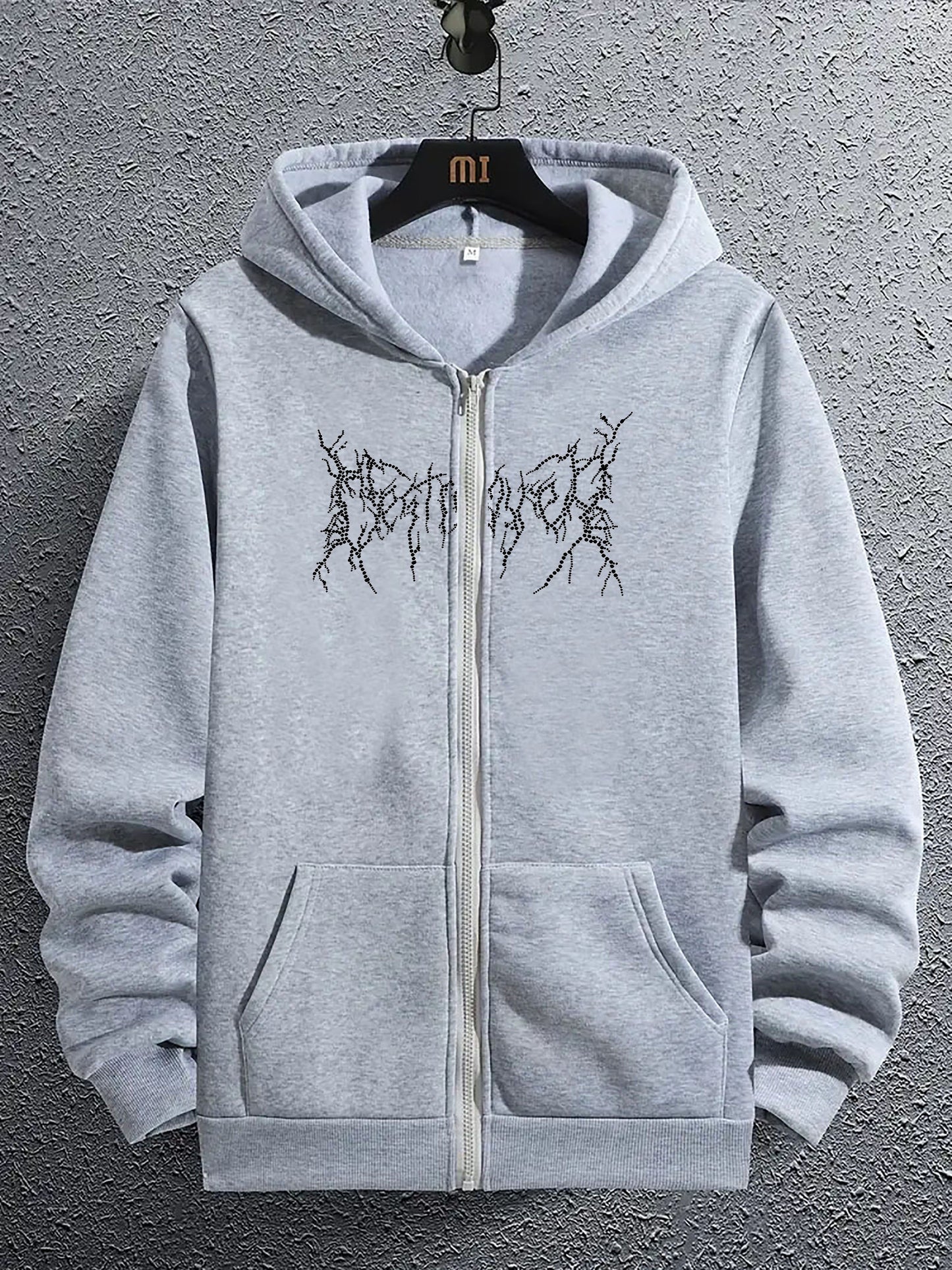 Artistic Letter Print Men's Zipper Pullover Round Neck Hoodies With Kangaroo Pocket Long Sleeve Hooded Sweatshirt Loose Casual Top For Autumn Winter Men's Clothing As Gifts - Lena & Miles Exquisite Boutique LLC.