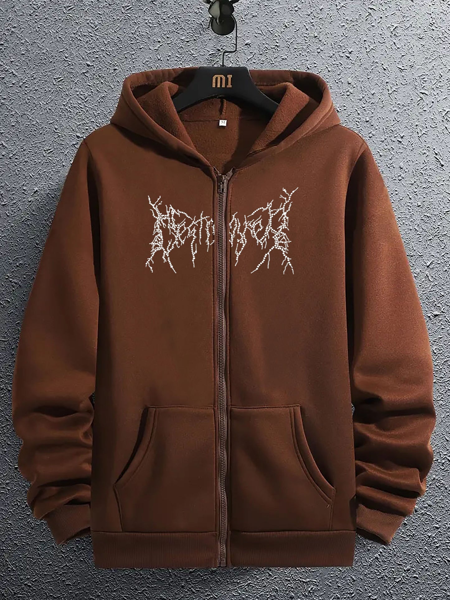 Artistic Letter Print Men's Zipper Pullover Round Neck Hoodies With Kangaroo Pocket Long Sleeve Hooded Sweatshirt Loose Casual Top For Autumn Winter Men's Clothing As Gifts - Lena & Miles Exquisite Boutique LLC.