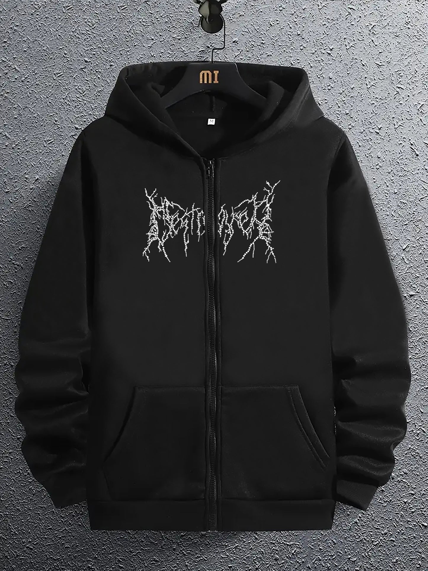 Artistic Letter Print Men's Zipper Pullover Round Neck Hoodies With Kangaroo Pocket Long Sleeve Hooded Sweatshirt Loose Casual Top For Autumn Winter Men's Clothing As Gifts - Lena & Miles Exquisite Boutique LLC.