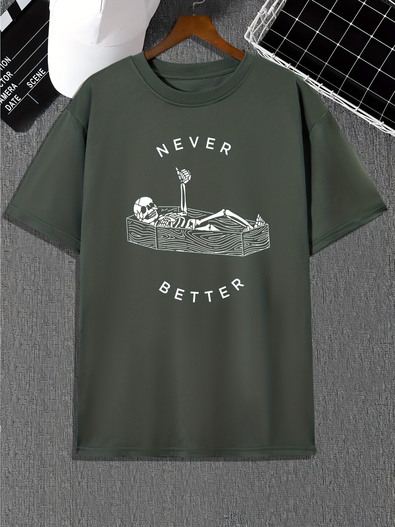 Funny Skeleton Print, Men's Graphic Design Crew Neck Active T-shirt, Casual Comfy Tees Tshirts For Summer, Men's Clothing Tops For Daily Gym Workout Running - Lena & Miles Exquisite Boutique LLC.