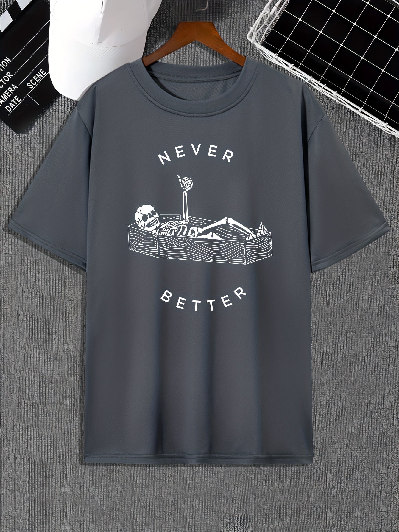 Funny Skeleton Print, Men's Graphic Design Crew Neck Active T-shirt, Casual Comfy Tees Tshirts For Summer, Men's Clothing Tops For Daily Gym Workout Running - Lena & Miles Exquisite Boutique LLC.