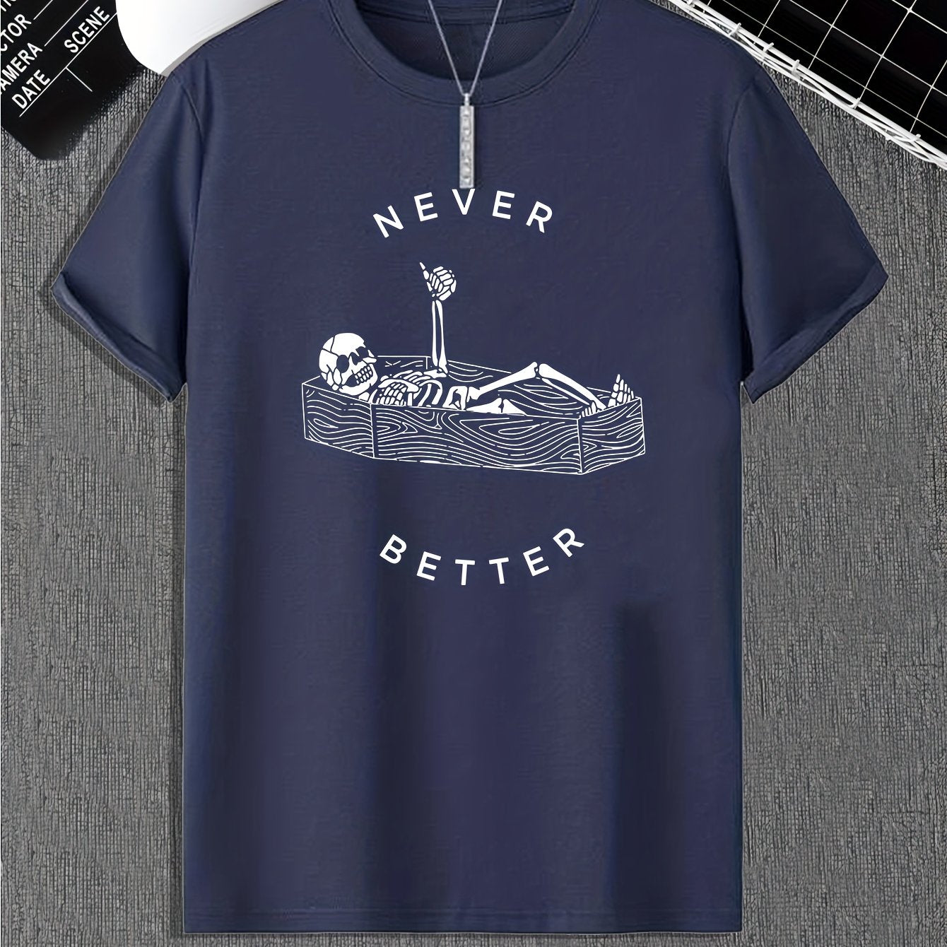 Funny Skeleton Print, Men's Graphic Design Crew Neck Active T-shirt, Casual Comfy Tees Tshirts For Summer, Men's Clothing Tops For Daily Gym Workout Running - Lena & Miles Exquisite Boutique LLC.
