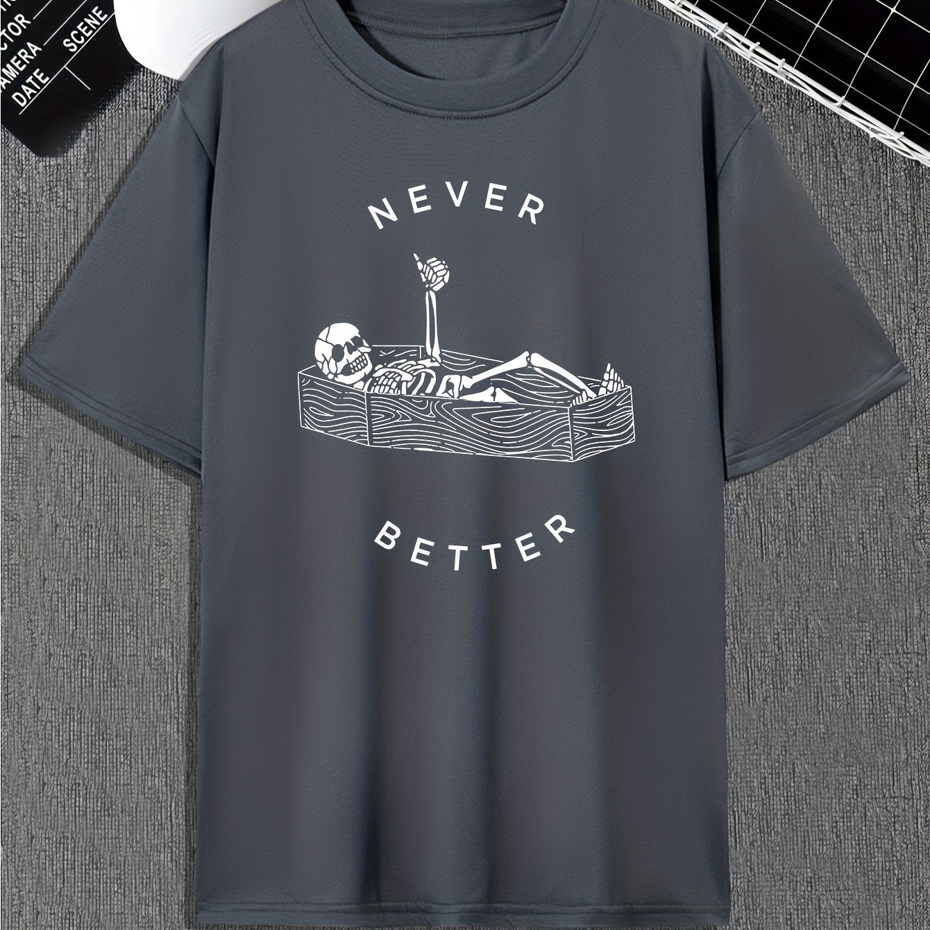 Funny Skeleton Print, Men's Graphic Design Crew Neck Active T-shirt, Casual Comfy Tees Tshirts For Summer, Men's Clothing Tops For Daily Gym Workout Running - Lena & Miles Exquisite Boutique LLC.
