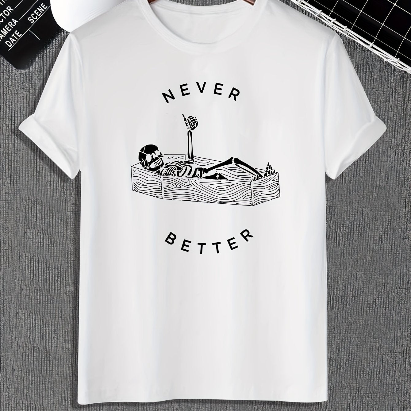 Funny Skeleton Print, Men's Graphic Design Crew Neck Active T-shirt, Casual Comfy Tees Tshirts For Summer, Men's Clothing Tops For Daily Gym Workout Running - Lena & Miles Exquisite Boutique LLC.