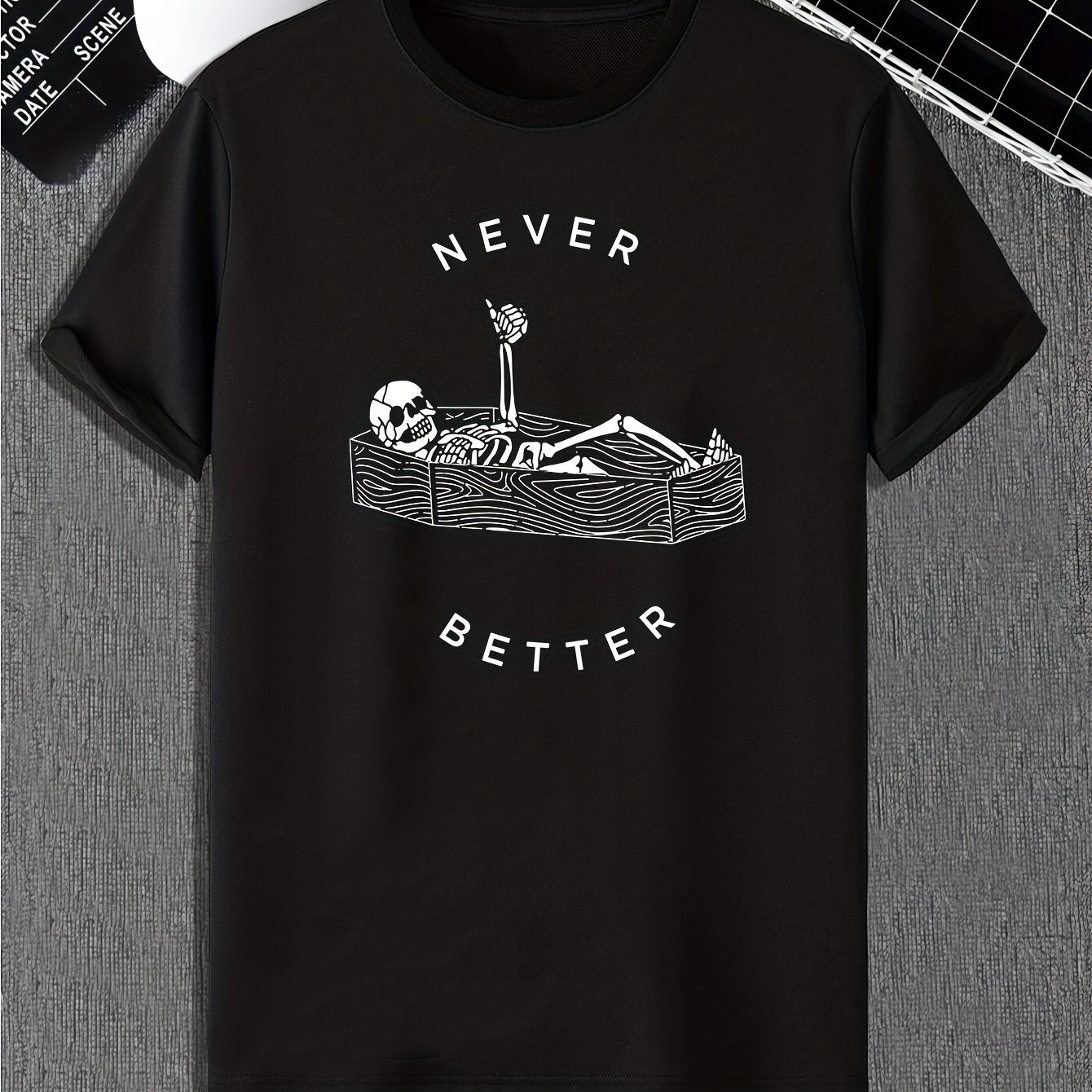 Funny Skeleton Print, Men's Graphic Design Crew Neck Active T-shirt, Casual Comfy Tees Tshirts For Summer, Men's Clothing Tops For Daily Gym Workout Running - Lena & Miles Exquisite Boutique LLC.