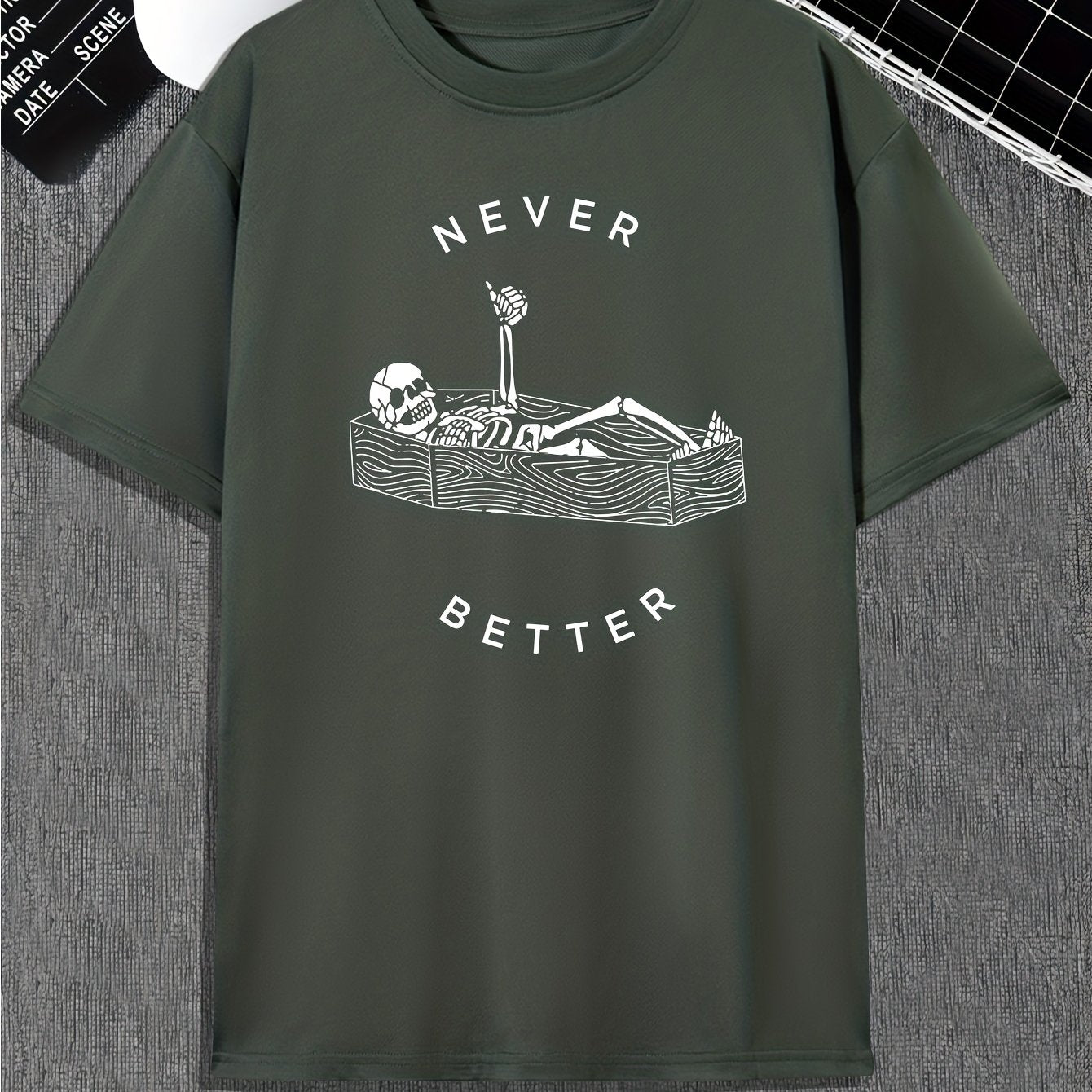 Funny Skeleton Print, Men's Graphic Design Crew Neck Active T-shirt, Casual Comfy Tees Tshirts For Summer, Men's Clothing Tops For Daily Gym Workout Running - Lena & Miles Exquisite Boutique LLC.