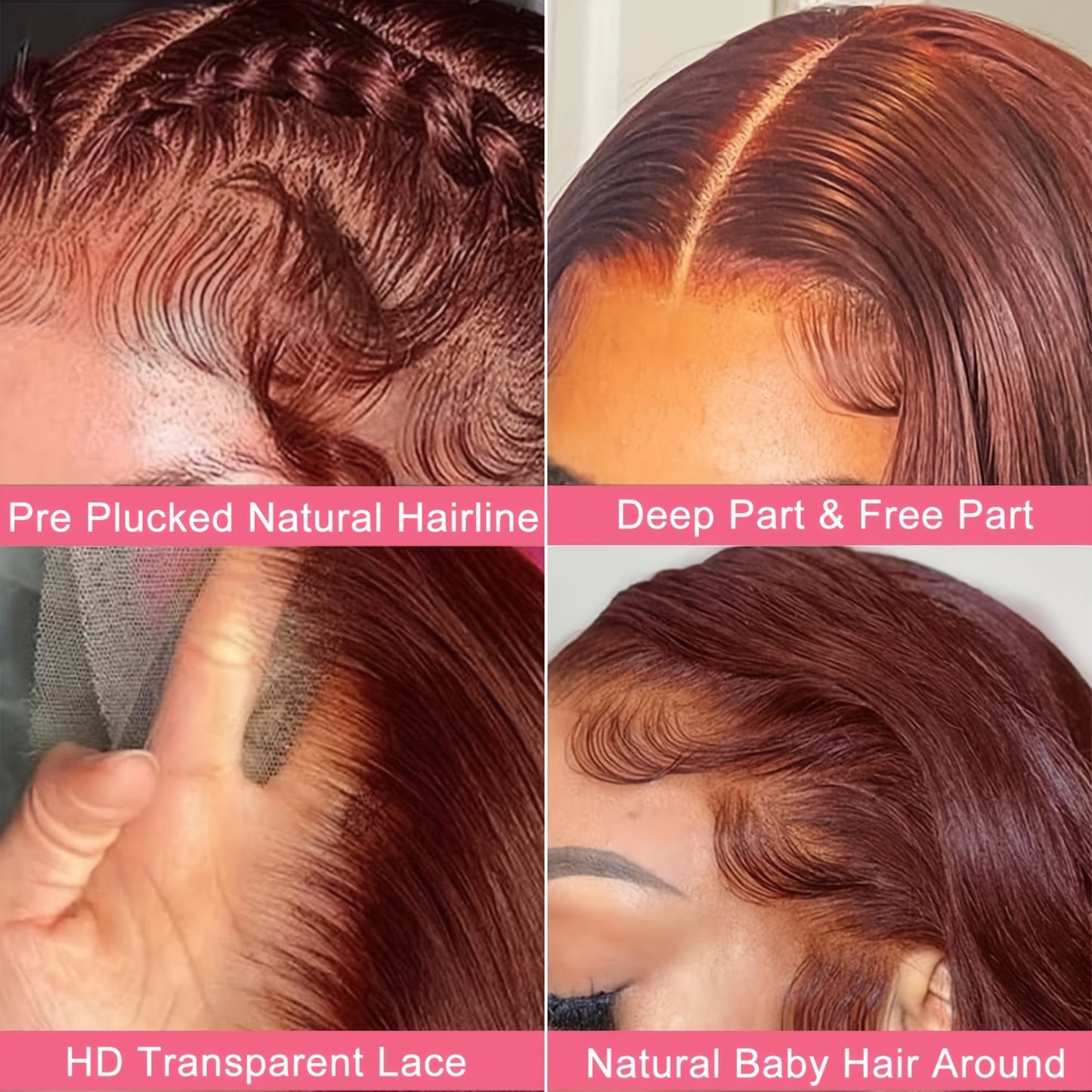 Reddish Brown Lace Front Human Hair Wigs - Lena & Miles Exquisite Boutique LLC.
