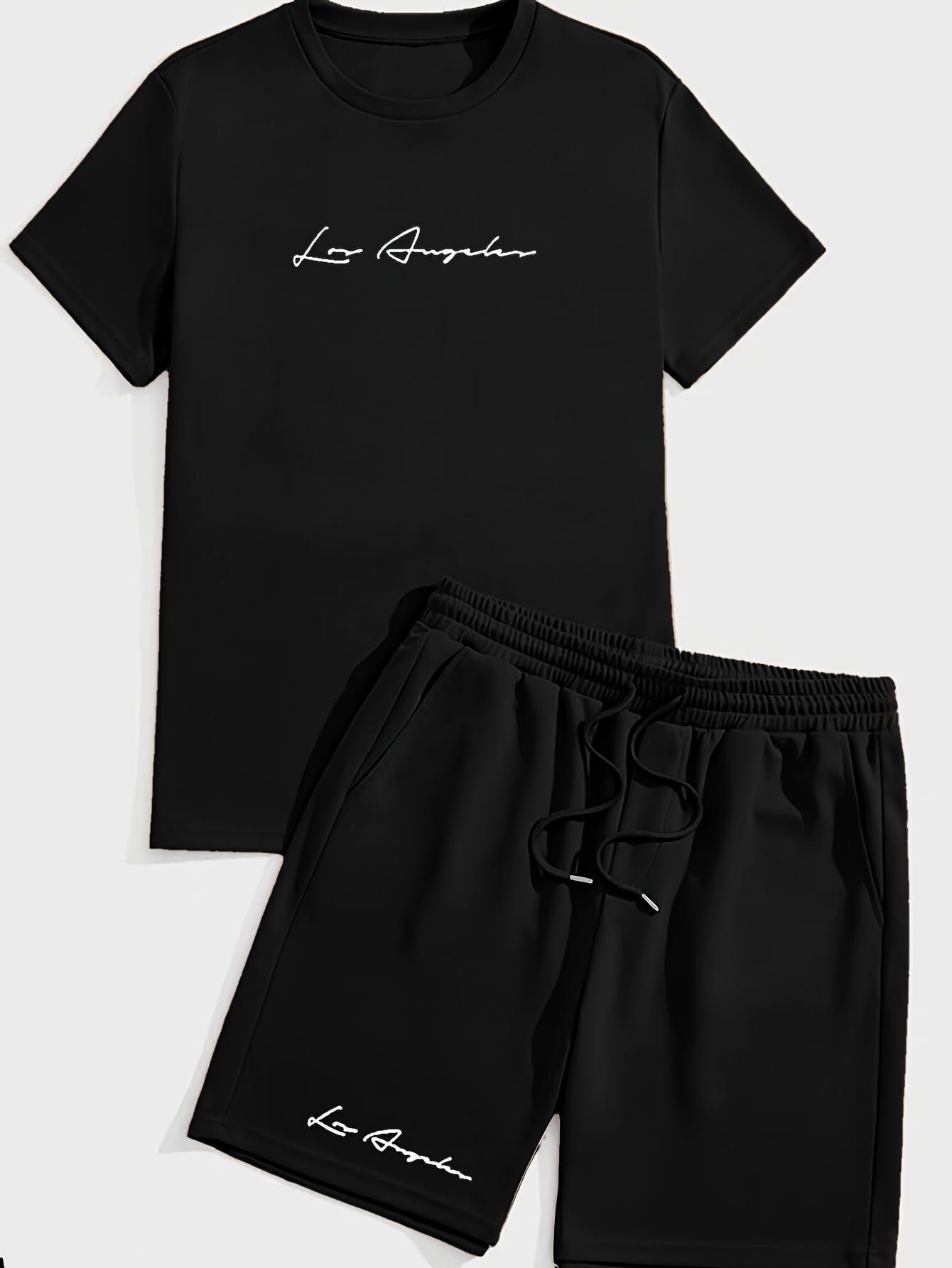2Pcs Trendy Outfits For Men, Casual Crew Neck Short Sleeve T-shirt And Shorts Set For Summer, Men's Clothing Vacation Workout - Lena & Miles Exquisite Boutique LLC.