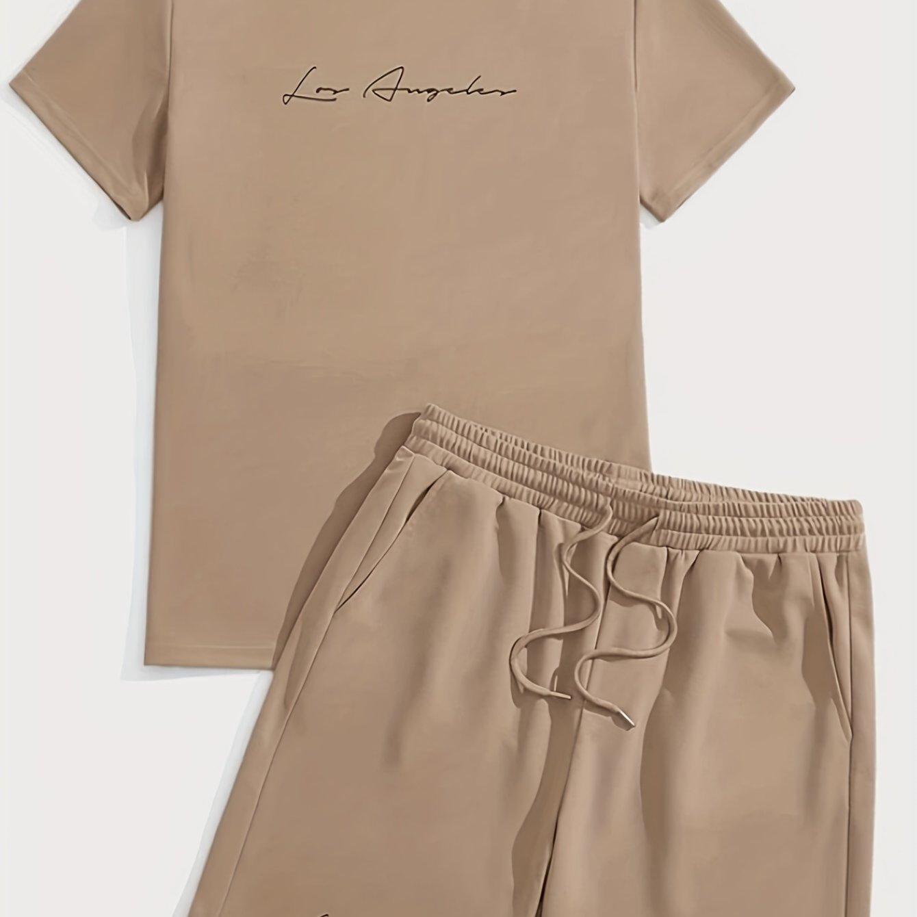 2Pcs Trendy Outfits For Men, Casual Crew Neck Short Sleeve T-shirt And Shorts Set For Summer, Men's Clothing Vacation Workout - Lena & Miles Exquisite Boutique LLC.