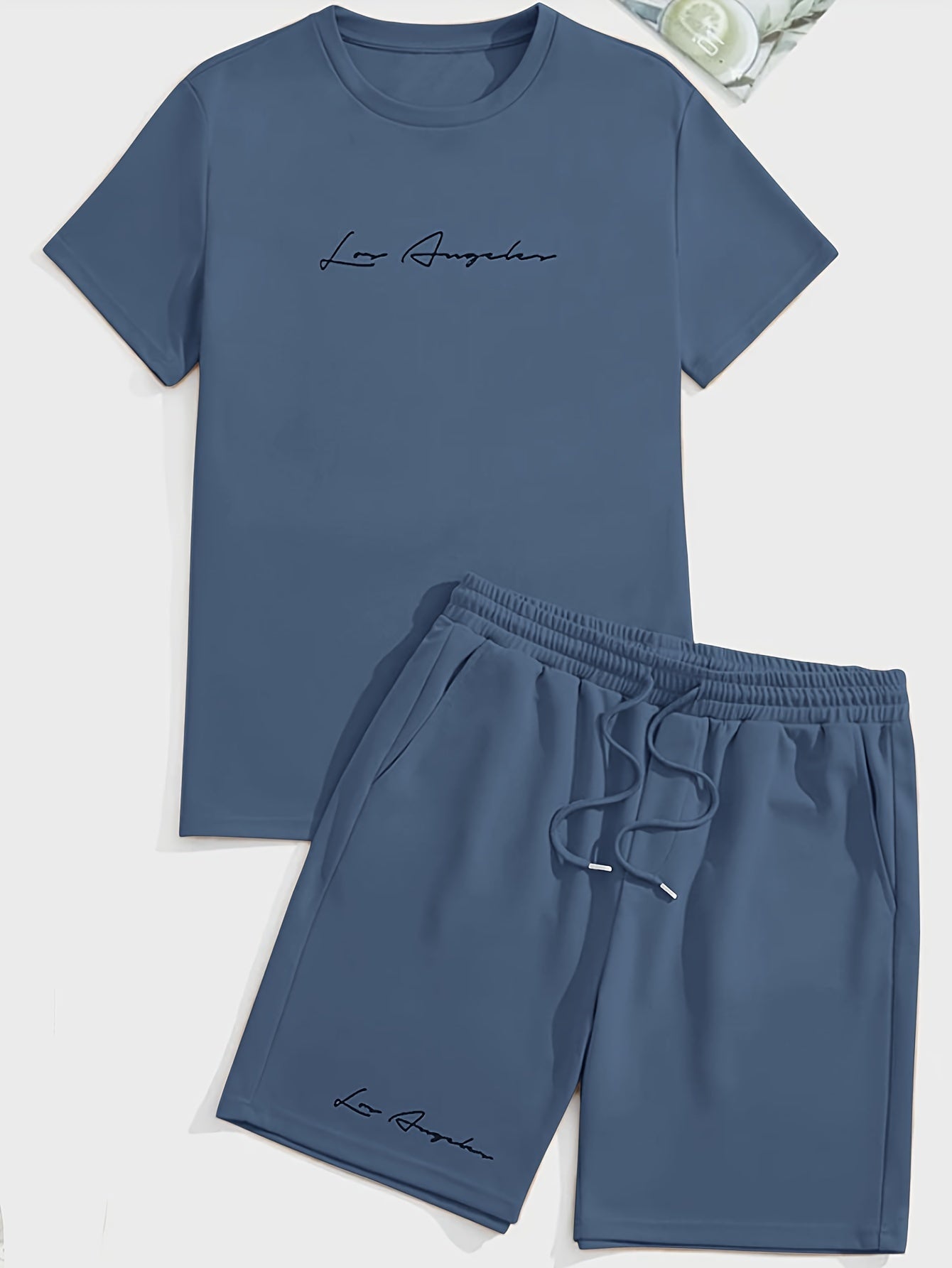 2Pcs Trendy Outfits For Men, Casual Crew Neck Short Sleeve T-shirt And Shorts Set For Summer, Men's Clothing Vacation Workout - Lena & Miles Exquisite Boutique LLC.