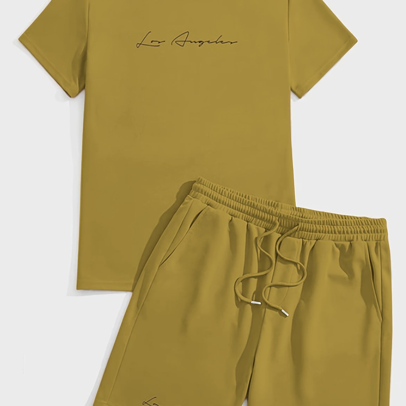 2Pcs Trendy Outfits For Men, Casual Crew Neck Short Sleeve T-shirt And Shorts Set For Summer, Men's Clothing Vacation Workout - Lena & Miles Exquisite Boutique LLC.