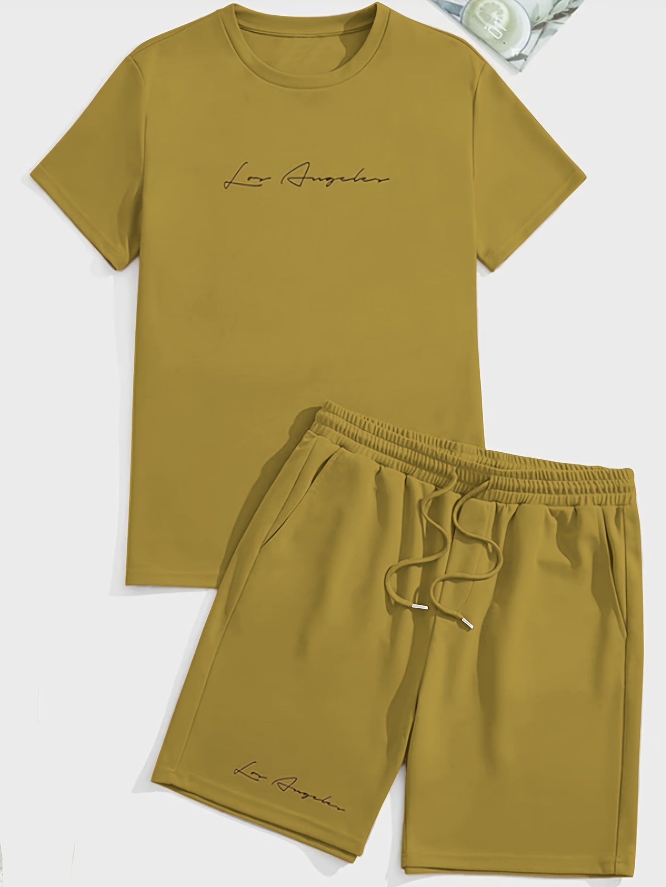 2Pcs Trendy Outfits For Men, Casual Crew Neck Short Sleeve T-shirt And Shorts Set For Summer, Men's Clothing Vacation Workout - Lena & Miles Exquisite Boutique LLC.