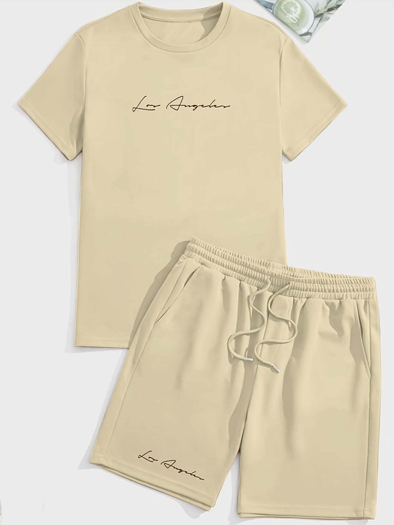 2Pcs Trendy Outfits For Men, Casual Crew Neck Short Sleeve T-shirt And Shorts Set For Summer, Men's Clothing Vacation Workout - Lena & Miles Exquisite Boutique LLC.