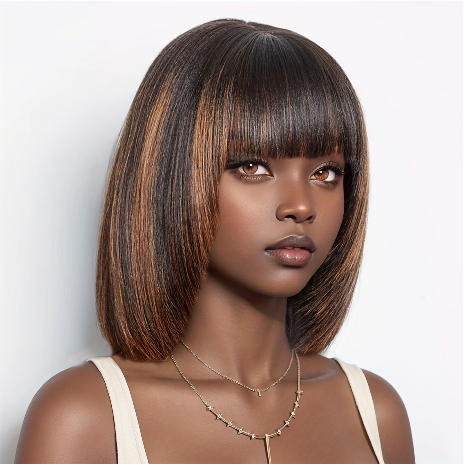 14 Stunning Straight Bob Wig with Bangs - Lena & Miles Exquisite Boutique LLC.