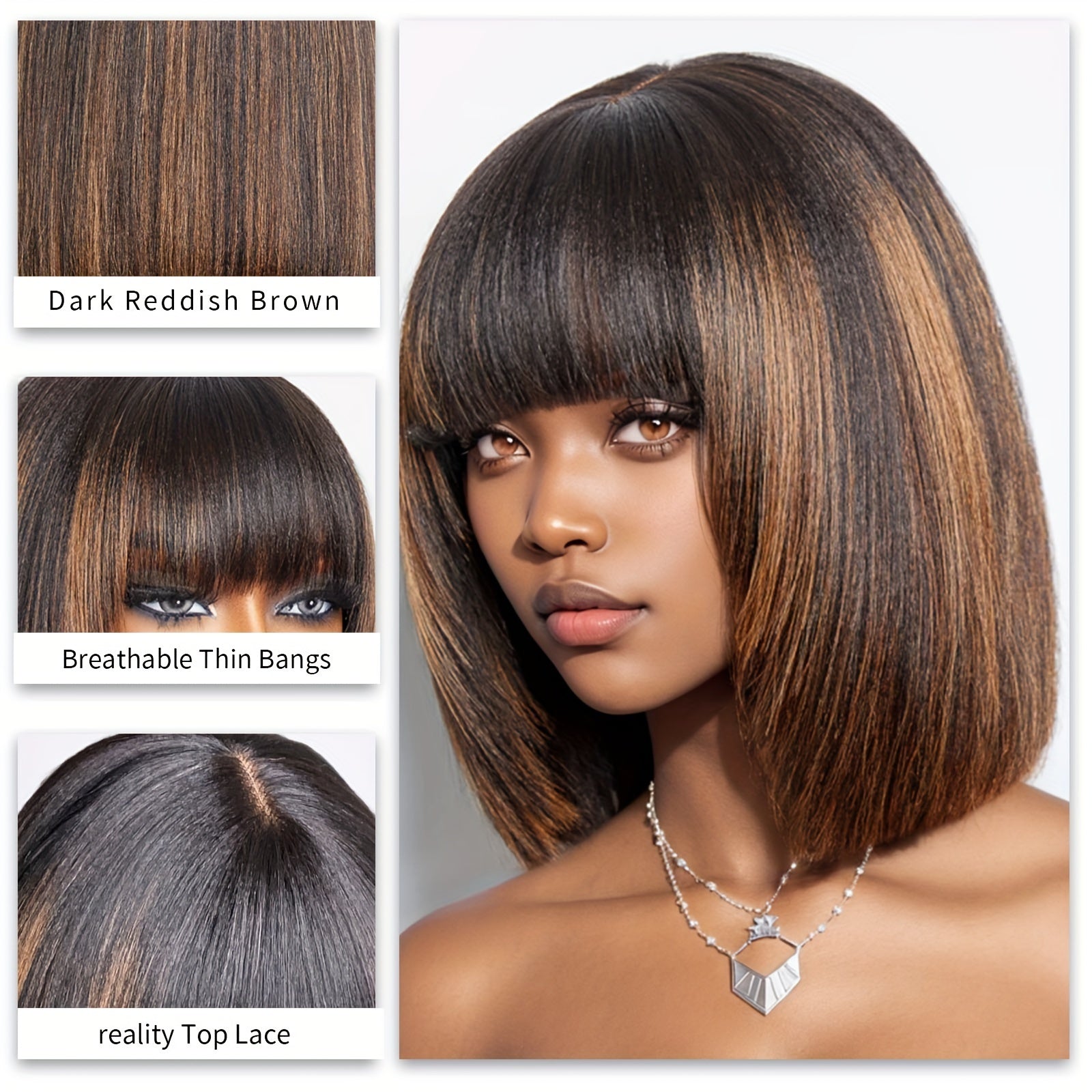 14 Stunning Straight Bob Wig with Bangs - Lena & Miles Exquisite Boutique LLC.