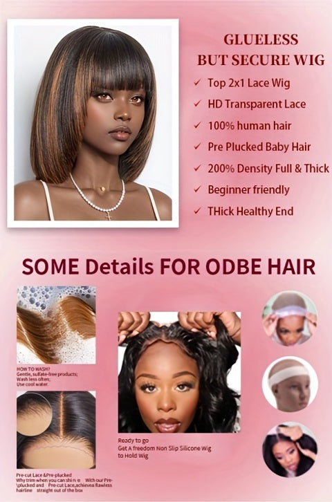 14 Stunning Straight Bob Wig with Bangs - Lena & Miles Exquisite Boutique LLC.