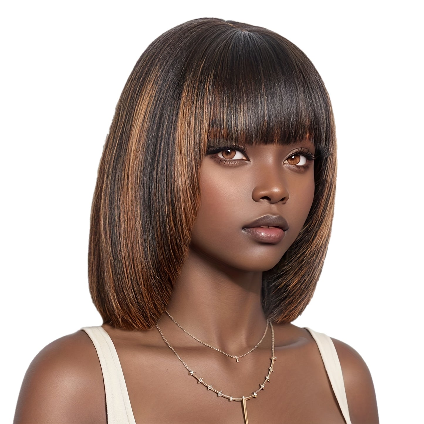 14 Stunning Straight Bob Wig with Bangs - Lena & Miles Exquisite Boutique LLC.