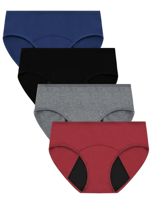 4pcs Menstrual Period Panties, Comfy & Breathable Full-Coverange Anti-Leak Panties, Women's Lingerie & Underwear - Lena & Miles Exquisite Boutique LLC.
