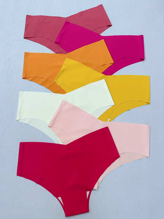 7pcs Seamless Solid Briefs, Comfy & Breathable Stretchy Intimates Panties, Women's Lingerie & Underwear - Lena & Miles Exquisite Boutique LLC.