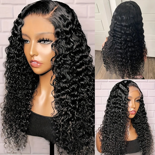 150% 13x4 Human Hair Wig Deep Wave Frontal Wig 10-30 Inch 13x4 Lace Front Wig HD Transparent Human Hair Wigs For Women Brazilian Pre Plucked Hair Wigs - Lena & Miles Exquisite Boutique LLC.