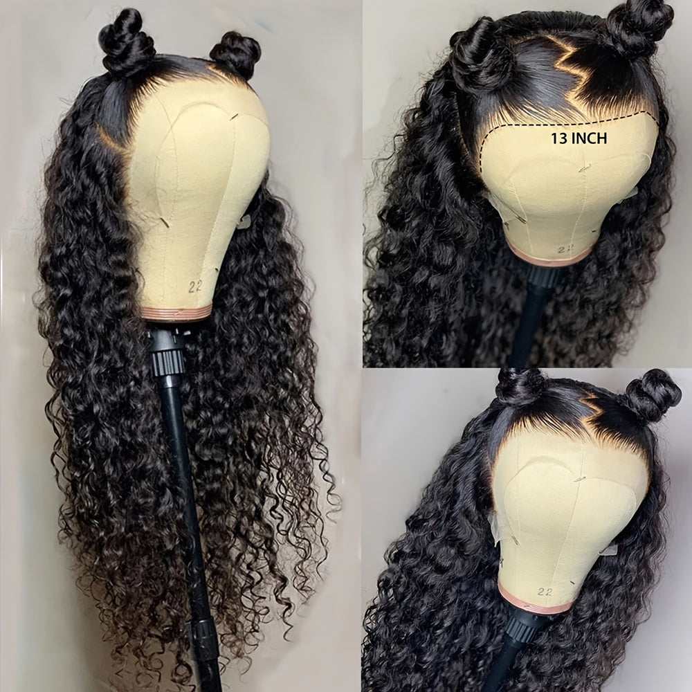150% 13x4 Human Hair Wig Deep Wave Frontal Wig 10-30 Inch 13x4 Lace Front Wig HD Transparent Human Hair Wigs For Women Brazilian Pre Plucked Hair Wigs - Lena & Miles Exquisite Boutique LLC.