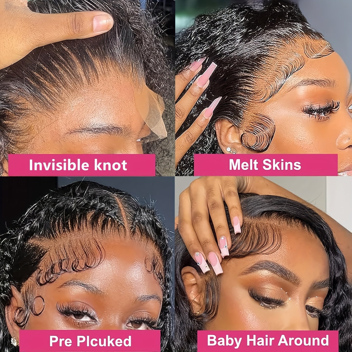 150% 13x4 Human Hair Wig Deep Wave Frontal Wig 10-30 Inch 13x4 Lace Front Wig HD Transparent Human Hair Wigs For Women Brazilian Pre Plucked Hair Wigs - Lena & Miles Exquisite Boutique LLC.