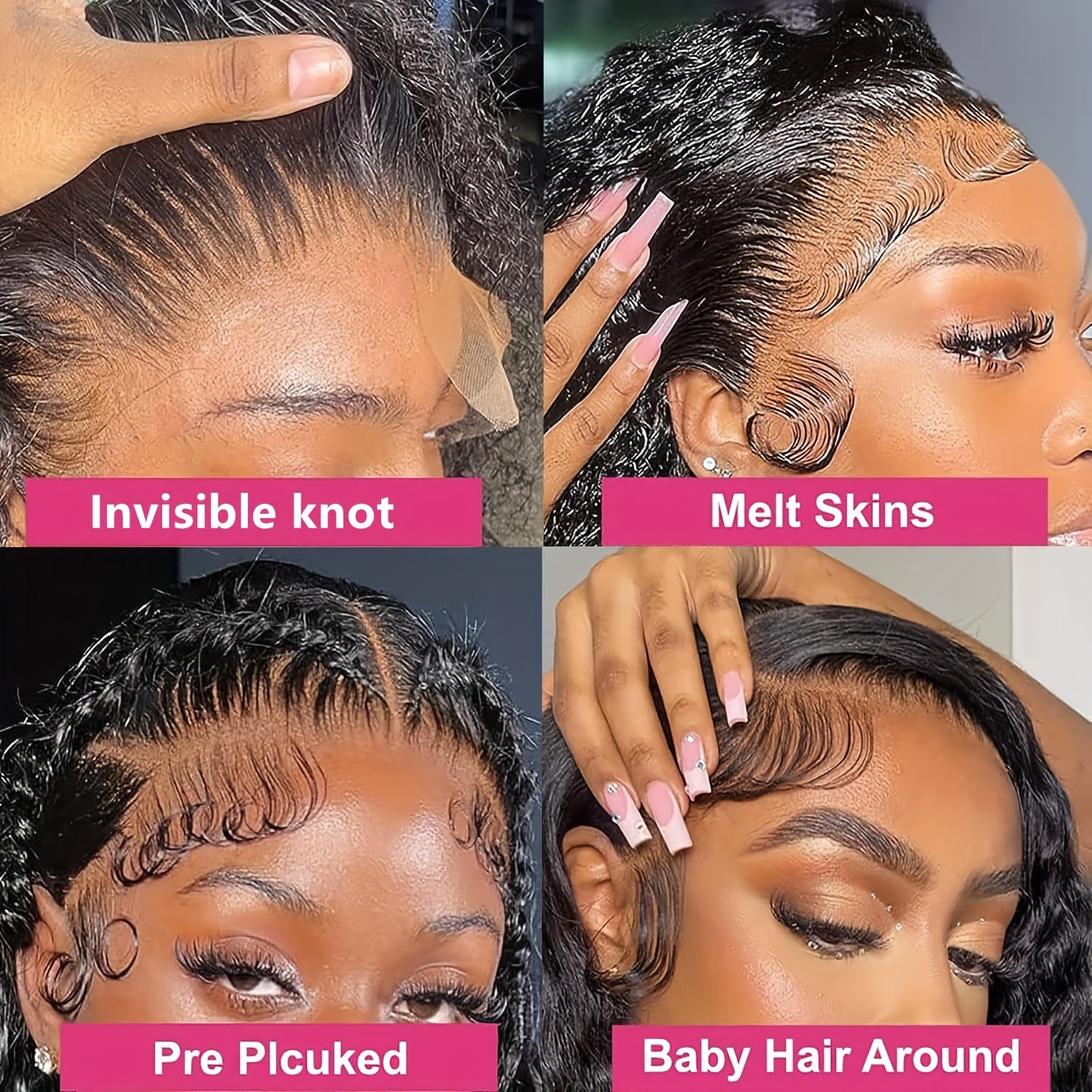 150% 13x4 Human Hair Wig Deep Wave Frontal Wig 10-30 Inch 13x4 Lace Front Wig HD Transparent Human Hair Wigs For Women Brazilian Pre Plucked Hair Wigs - Lena & Miles Exquisite Boutique LLC.