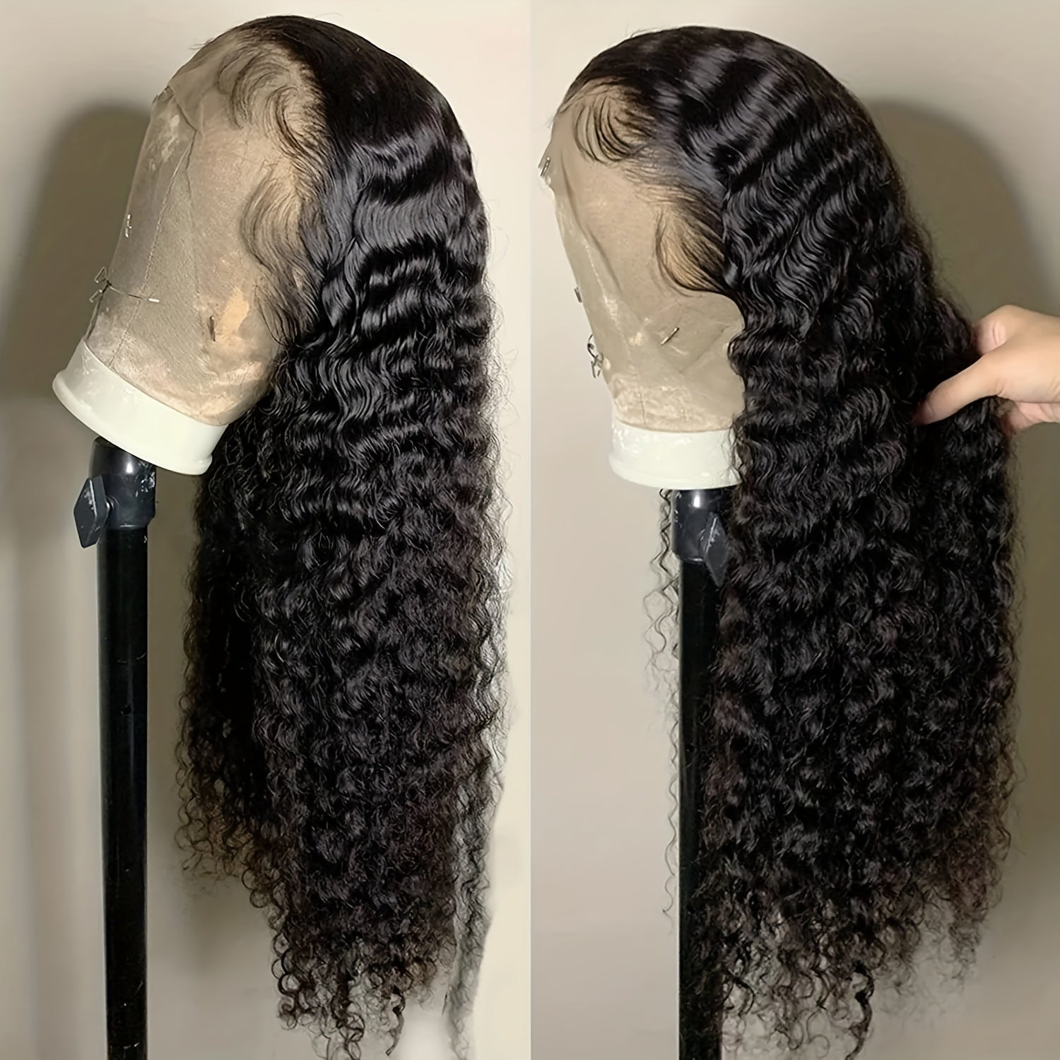 150% 13x4 Human Hair Wig Deep Wave Frontal Wig 10-30 Inch 13x4 Lace Front Wig HD Transparent Human Hair Wigs For Women Brazilian Pre Plucked Hair Wigs - Lena & Miles Exquisite Boutique LLC.