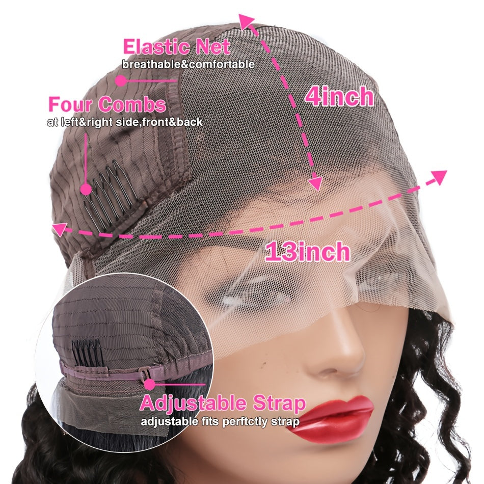 150% 13x4 Human Hair Wig Deep Wave Frontal Wig 10-30 Inch 13x4 Lace Front Wig HD Transparent Human Hair Wigs For Women Brazilian Pre Plucked Hair Wigs - Lena & Miles Exquisite Boutique LLC.