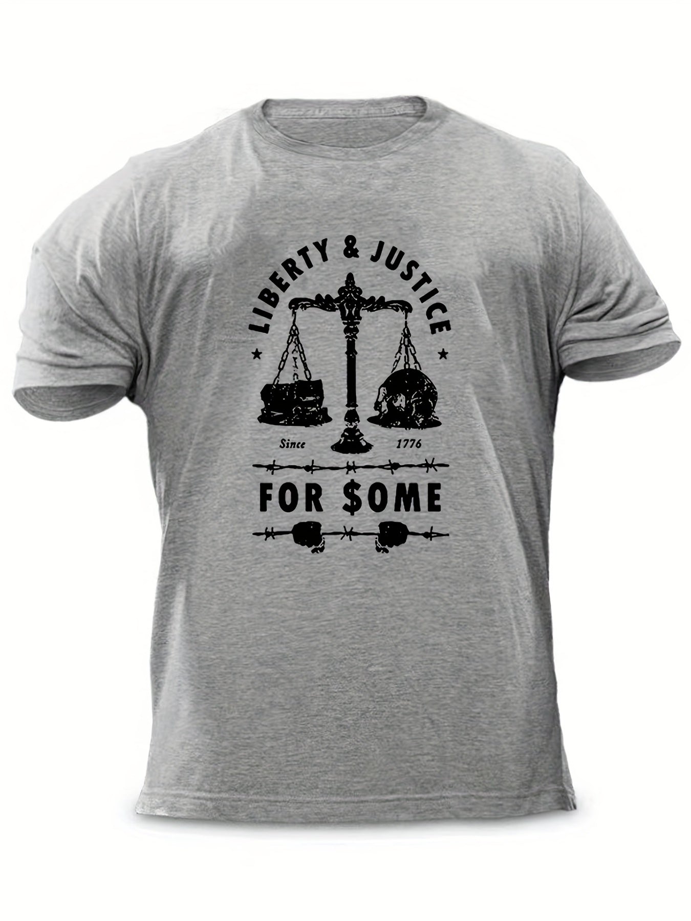Men's "Liberty & Justice" Print T-shirt, Casual - Lena & Miles Exquisite Boutique LLC.