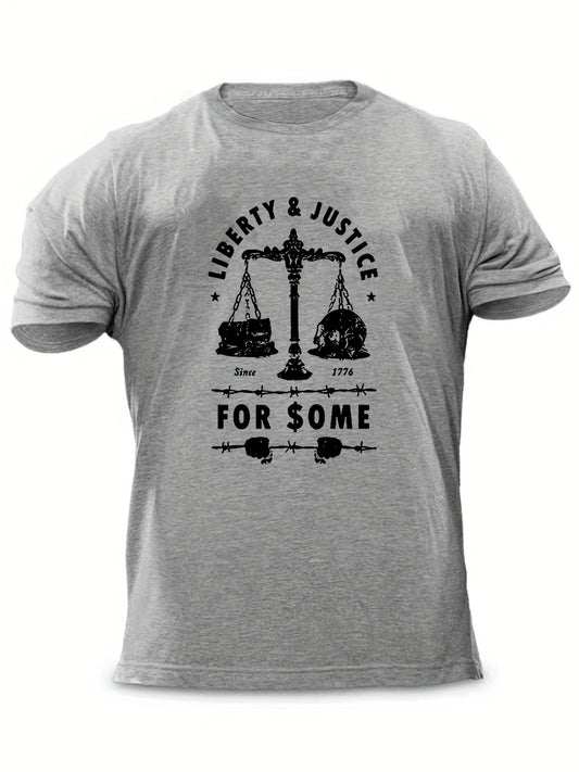 Men's "Liberty & Justice" Print T-shirt, Casual - Lena & Miles Exquisite Boutique LLC.