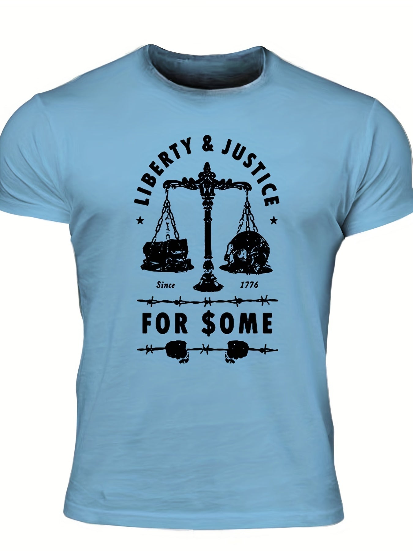 Men's "Liberty & Justice" Print T-shirt, Casual - Lena & Miles Exquisite Boutique LLC.