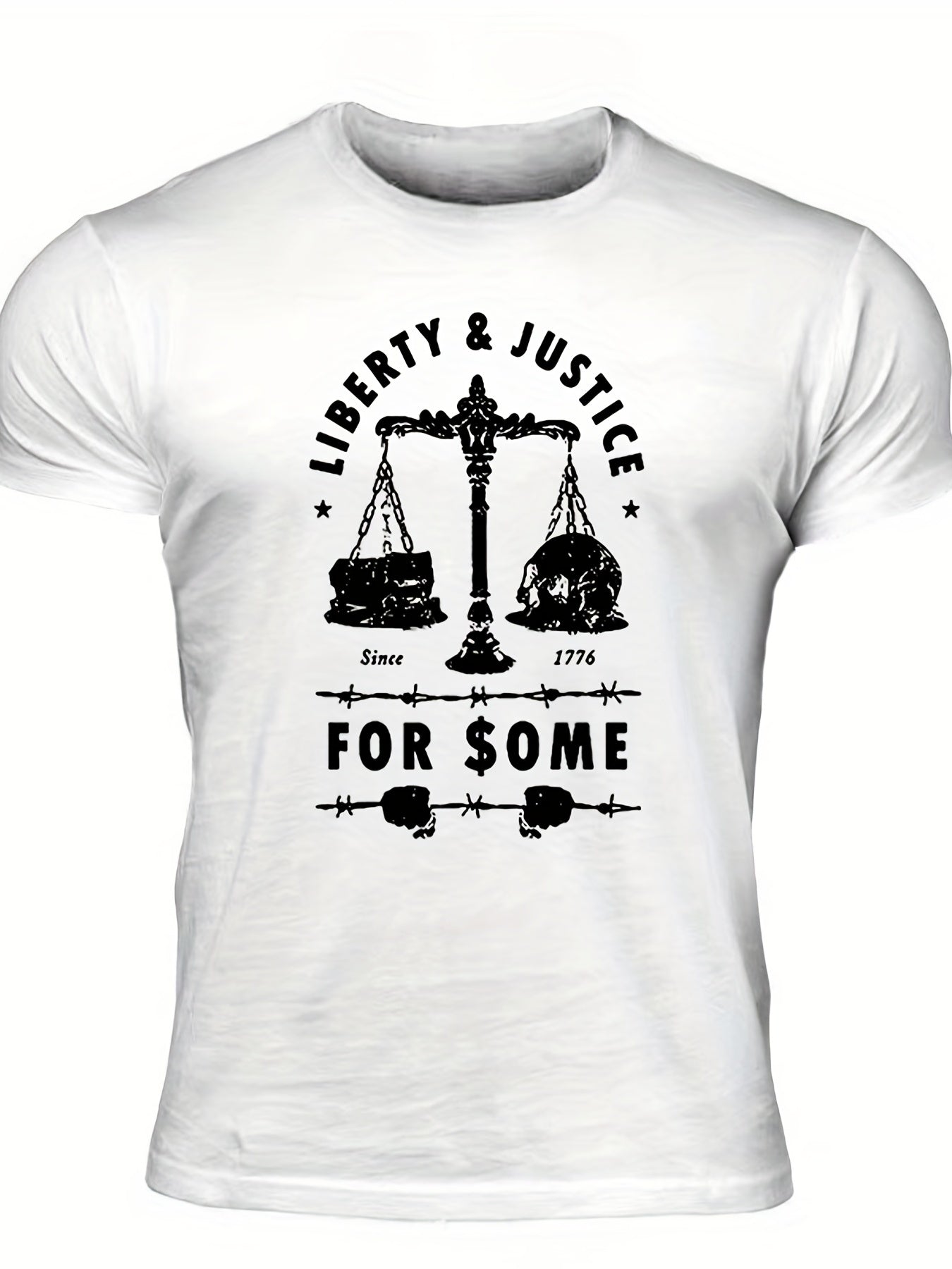 Men's "Liberty & Justice" Print T-shirt, Casual - Lena & Miles Exquisite Boutique LLC.