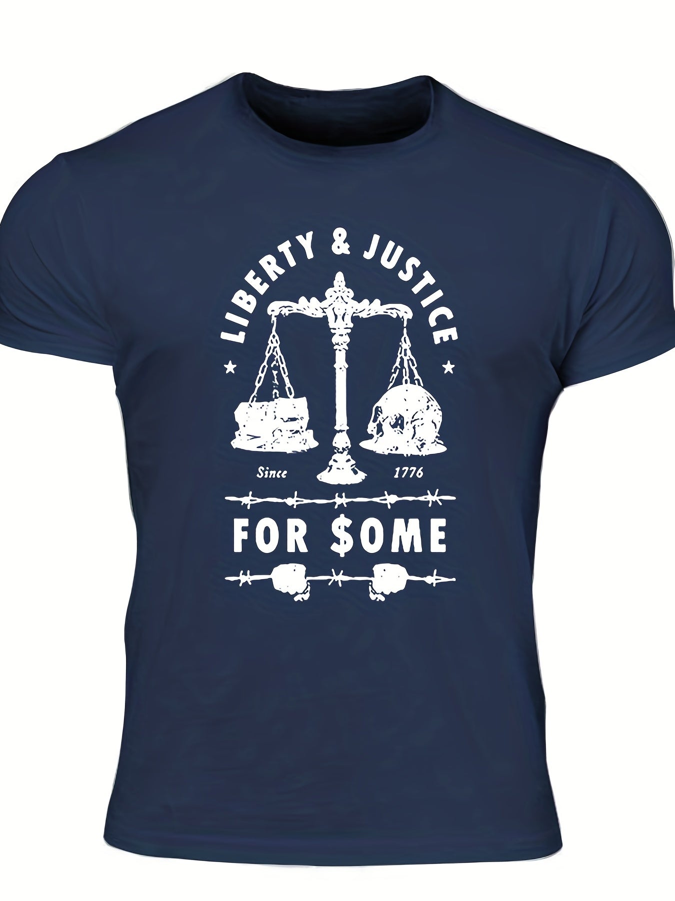 Men's "Liberty & Justice" Print T-shirt, Casual - Lena & Miles Exquisite Boutique LLC.