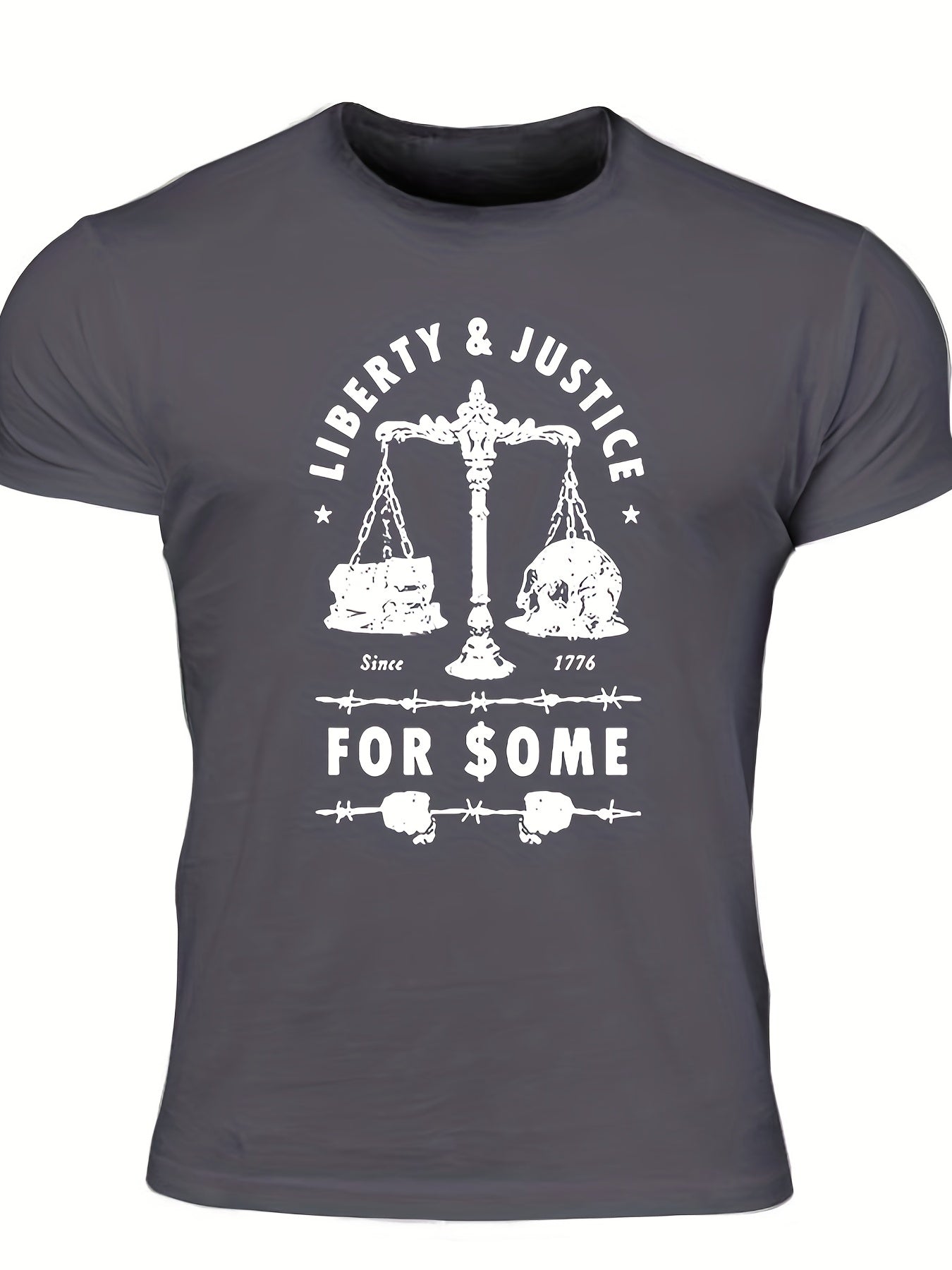Men's "Liberty & Justice" Print T-shirt, Casual - Lena & Miles Exquisite Boutique LLC.