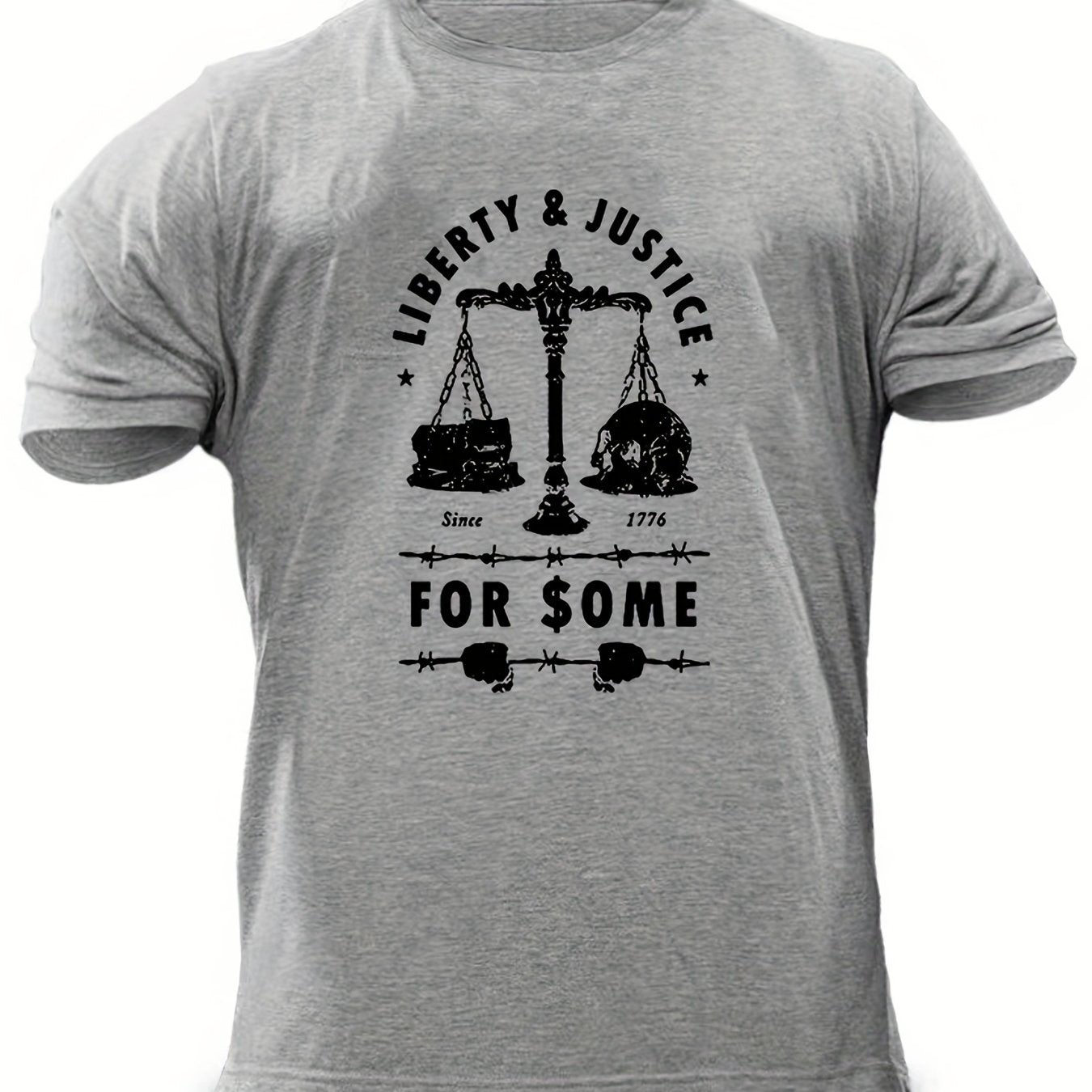 Men's "Liberty & Justice" Print T-shirt, Casual - Lena & Miles Exquisite Boutique LLC.