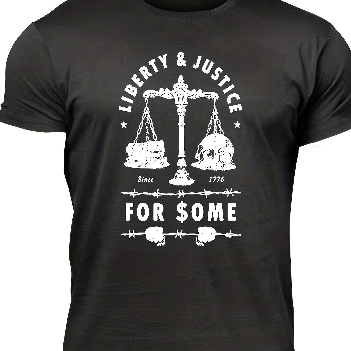 Men's "Liberty & Justice" Print T-shirt, Casual - Lena & Miles Exquisite Boutique LLC.