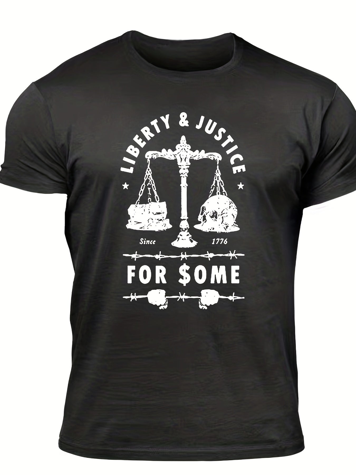 Men's "Liberty & Justice" Print T-shirt, Casual - Lena & Miles Exquisite Boutique LLC.