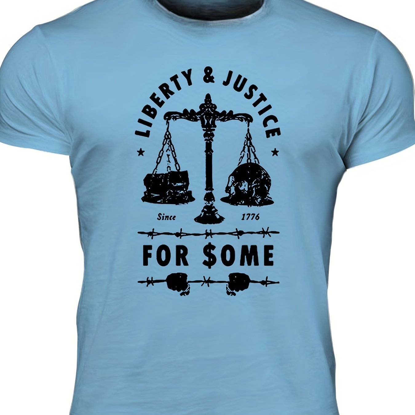 Men's "Liberty & Justice" Print T-shirt, Casual - Lena & Miles Exquisite Boutique LLC.