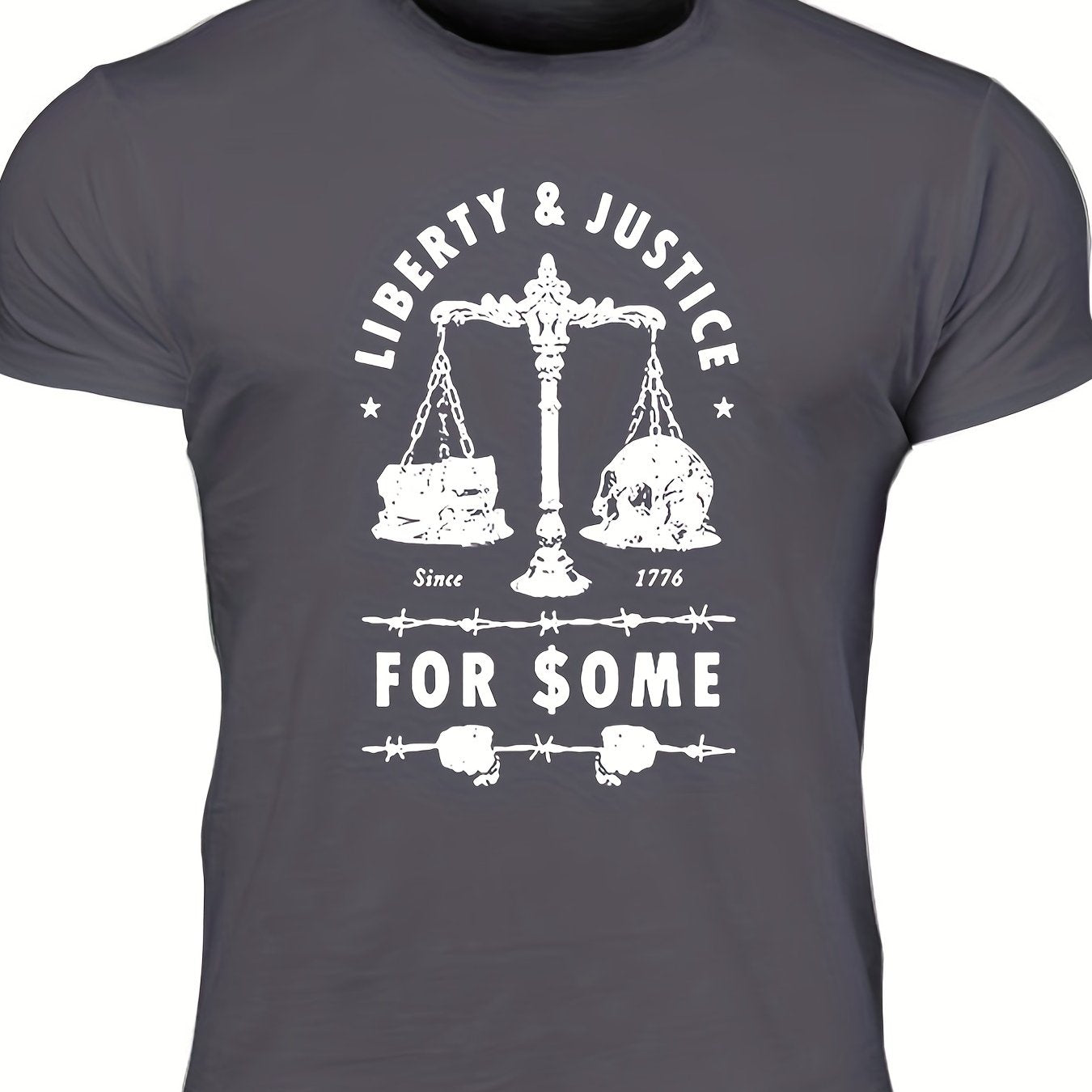 Men's "Liberty & Justice" Print T-shirt, Casual - Lena & Miles Exquisite Boutique LLC.