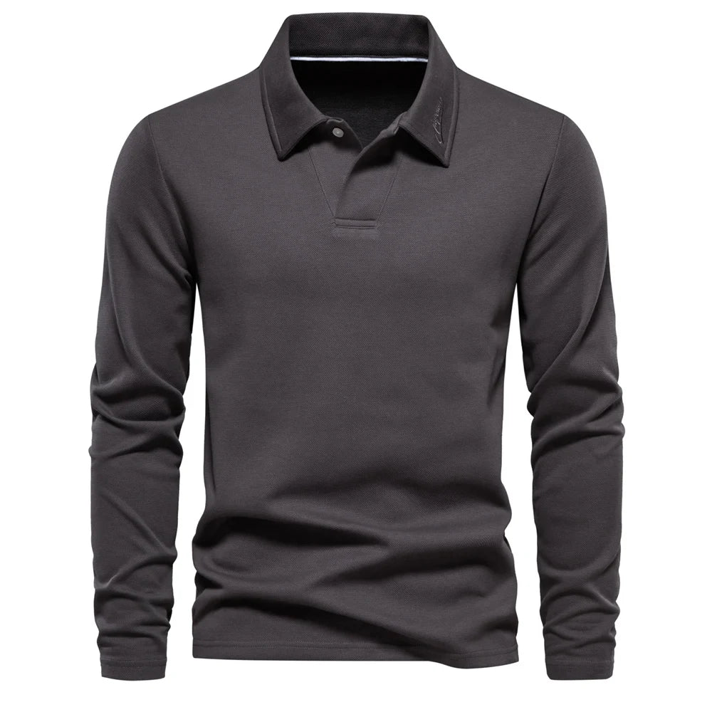 AIOPESON Embroidery Polo Shirt for Men Fashion Neck Turn Down Collar Mens Casual Social Polo Shirts Luxury Golf Shirt - Lena & Miles Exquisite Boutique LLC.