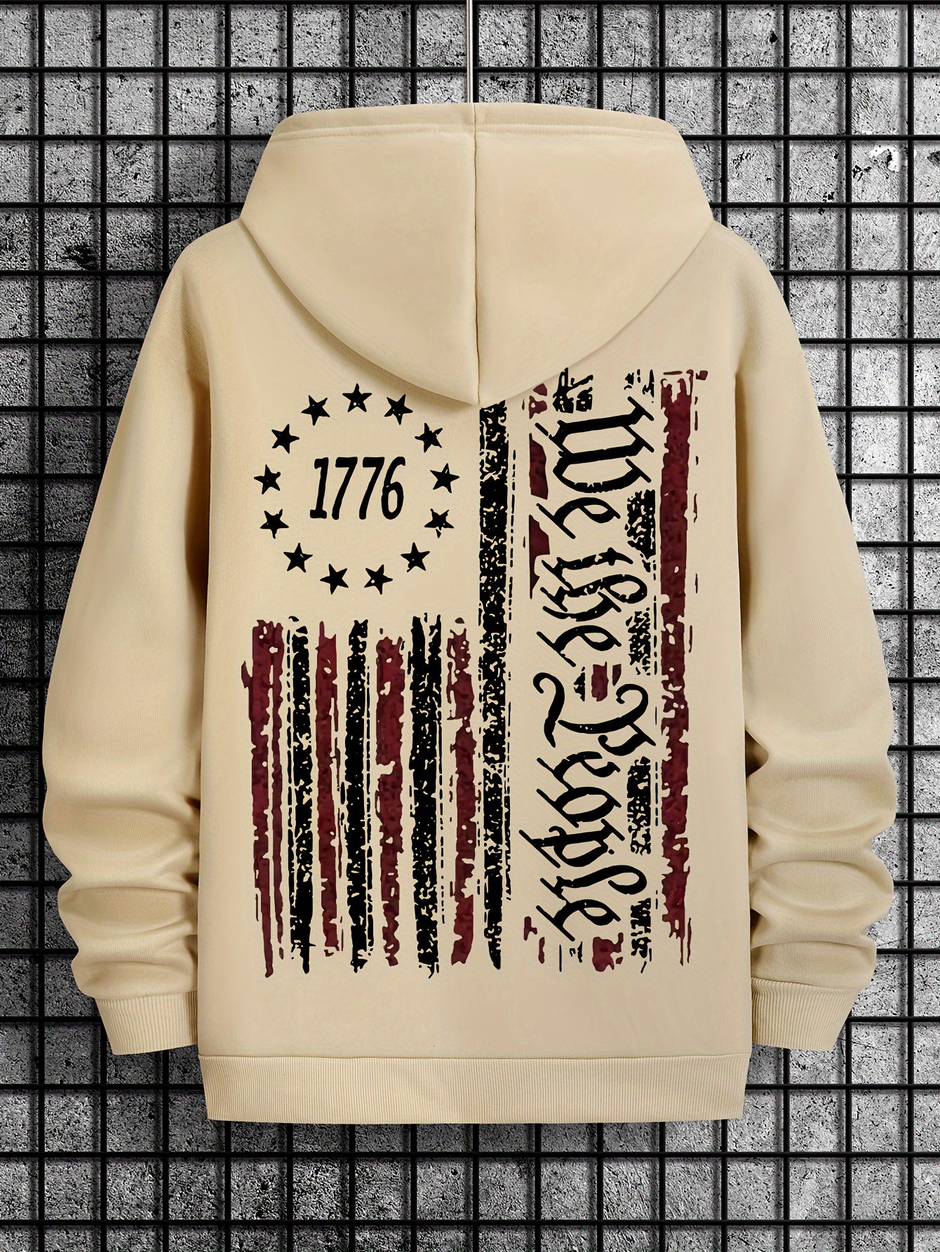 American Flag Print Men's Warm Pullover Round Neck Hooded Sweatshirt Print Hoodie Casual Top For Autumn Winter Men's Clothing As Gifts - Lena & Miles Exquisite Boutique LLC.