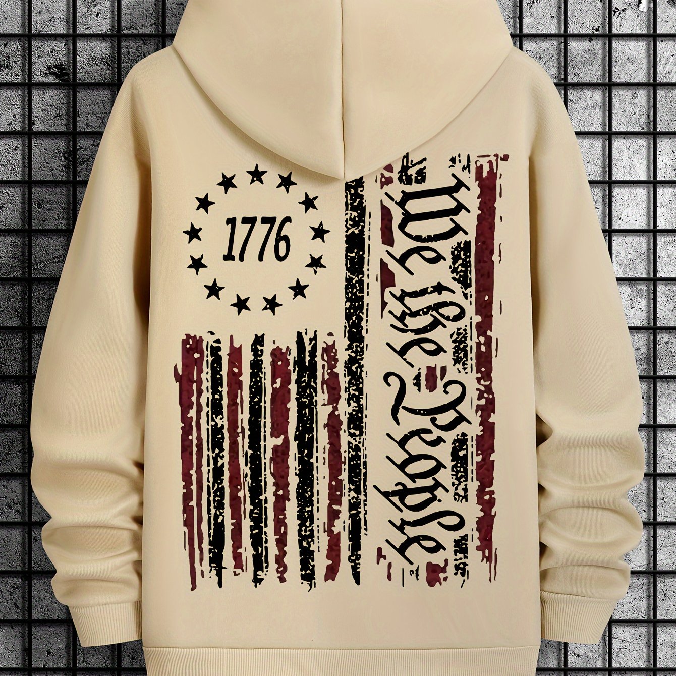 American Flag Print Men's Warm Pullover Round Neck Hooded Sweatshirt Print Hoodie Casual Top For Autumn Winter Men's Clothing As Gifts - Lena & Miles Exquisite Boutique LLC.