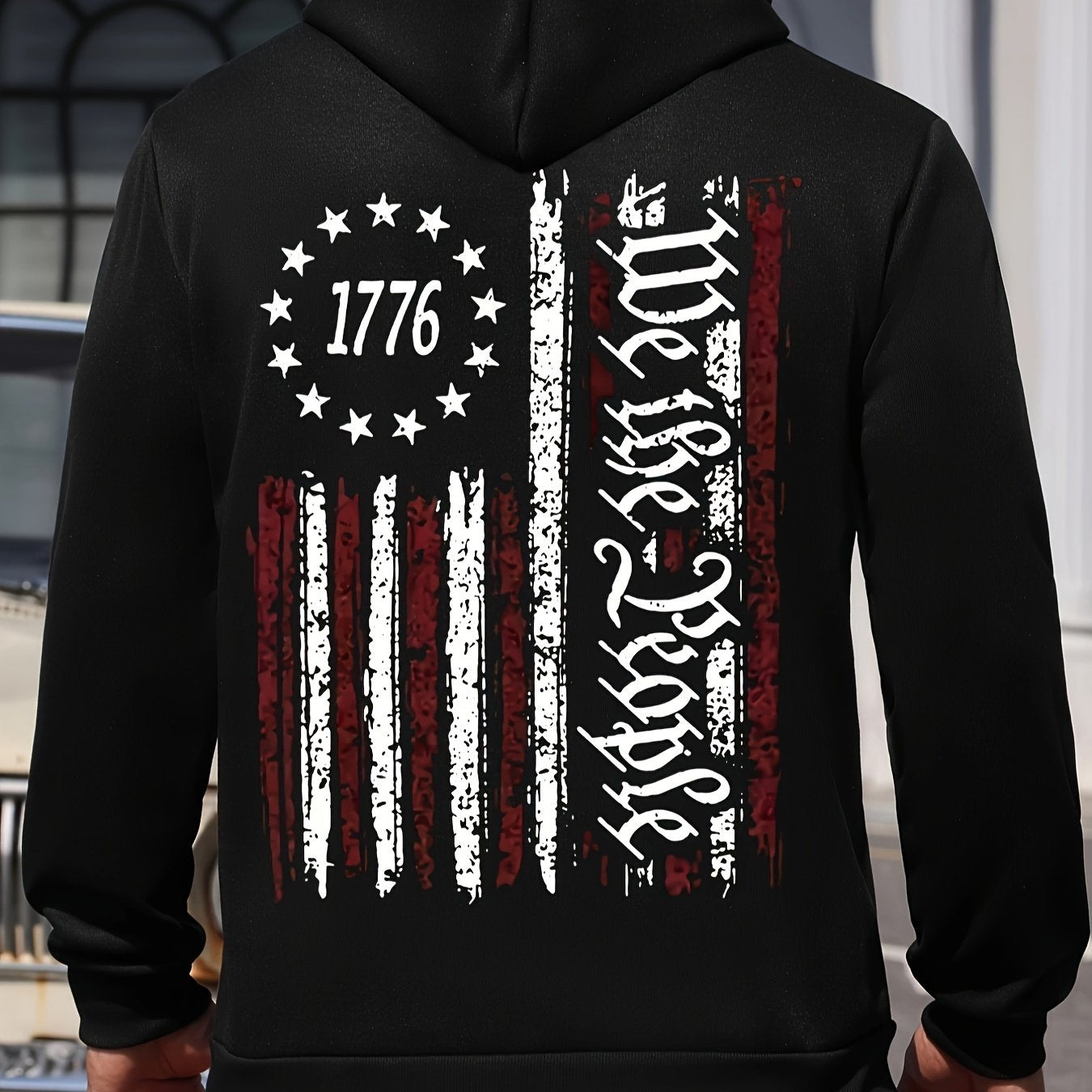 American Flag Print Men's Warm Pullover Round Neck Hooded Sweatshirt Print Hoodie Casual Top For Autumn Winter Men's Clothing As Gifts - Lena & Miles Exquisite Boutique LLC.